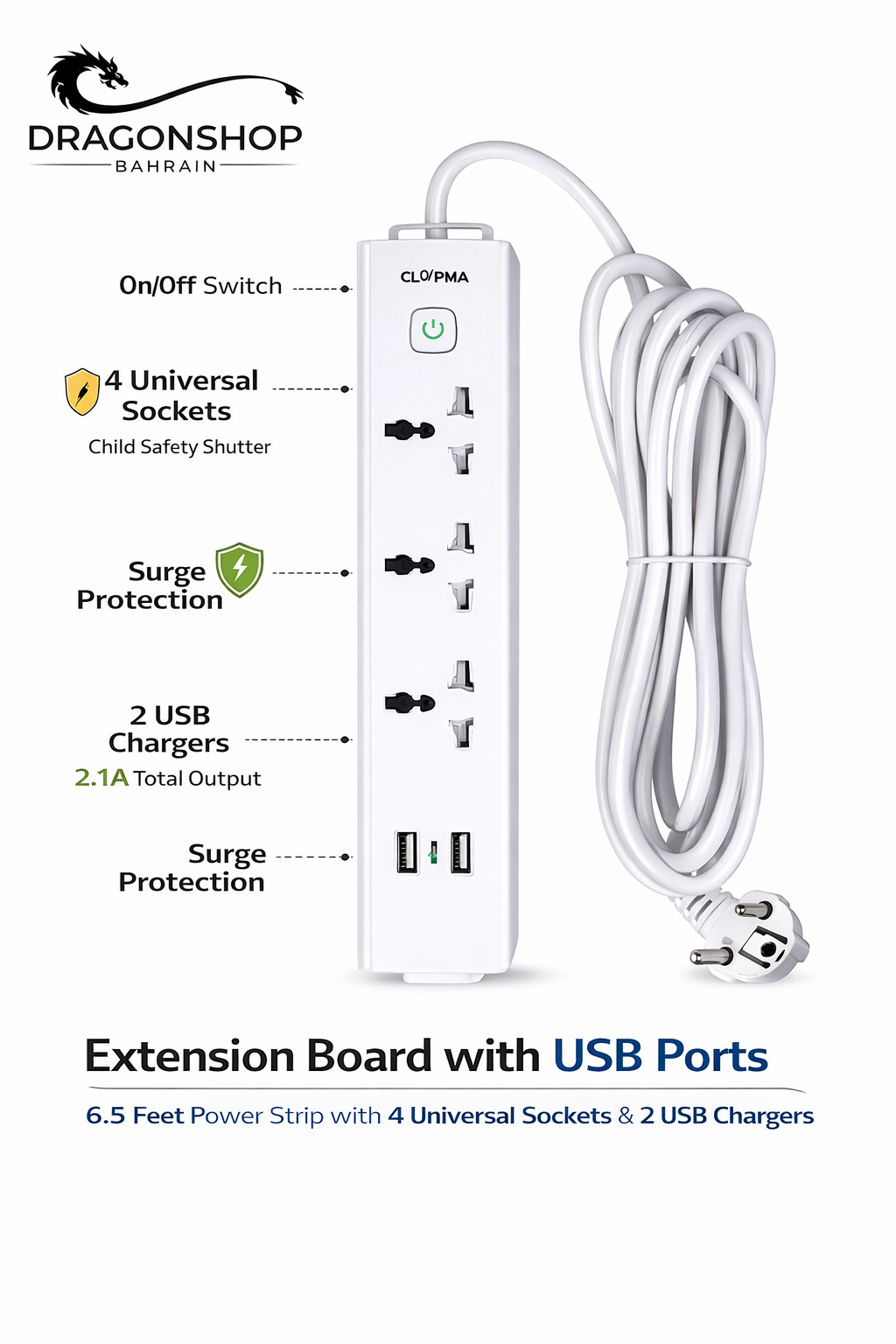 Extension Lead with USB & Type-C Ports